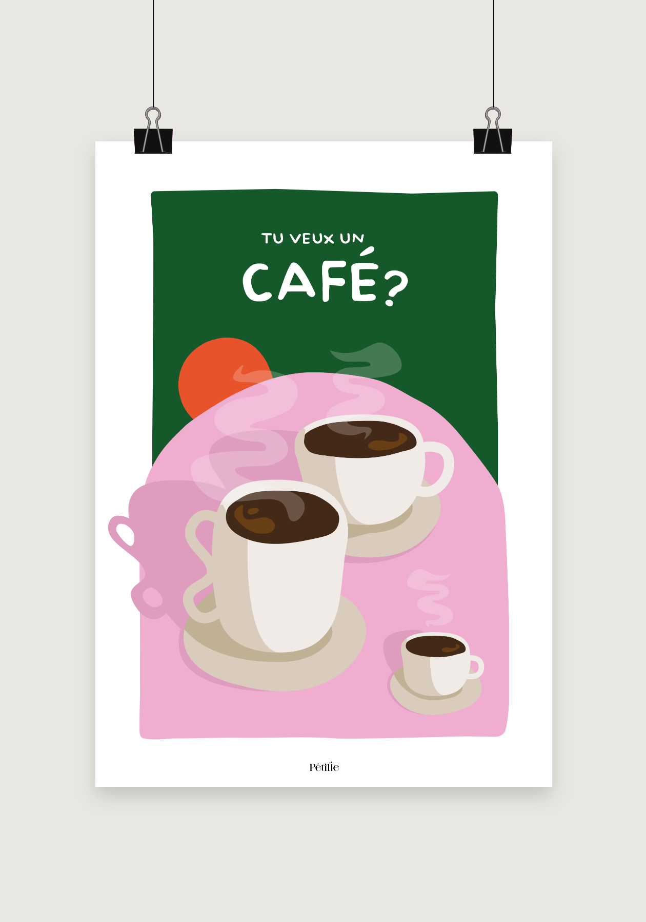 Affiche représentant des tasses de café au petit matin