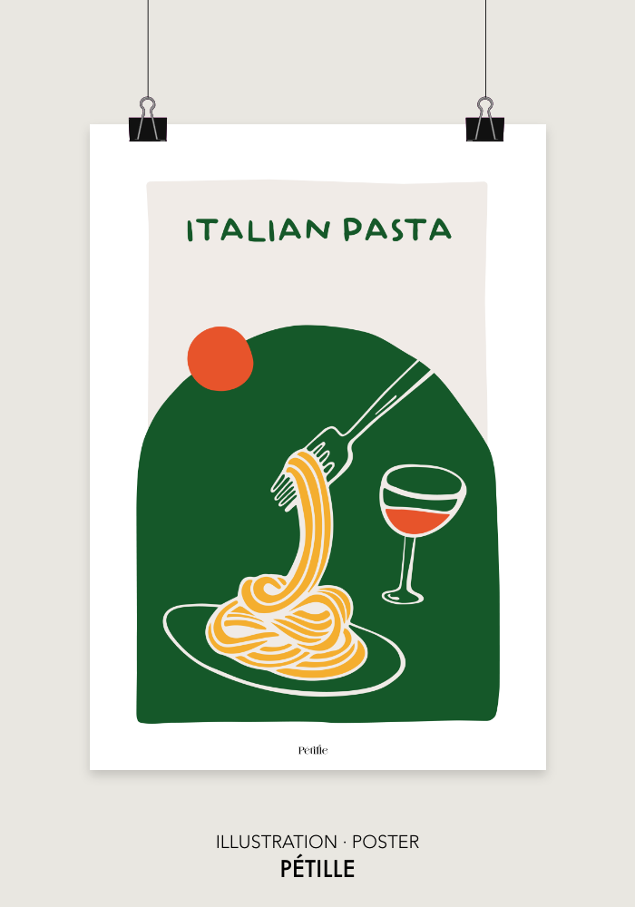 Affiche "Italian Pasta" réalisée sur Rennes par Pétille.