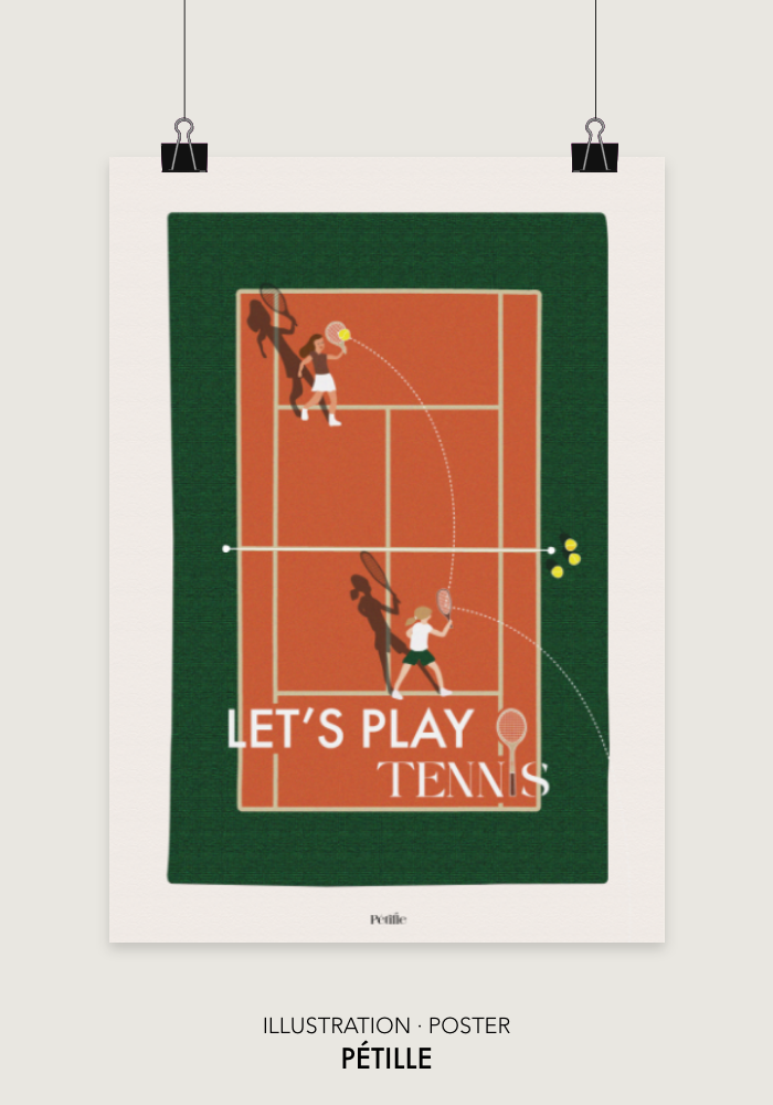 Affiche "Let's play tennis" réalisée sur Rennes par Pétille.